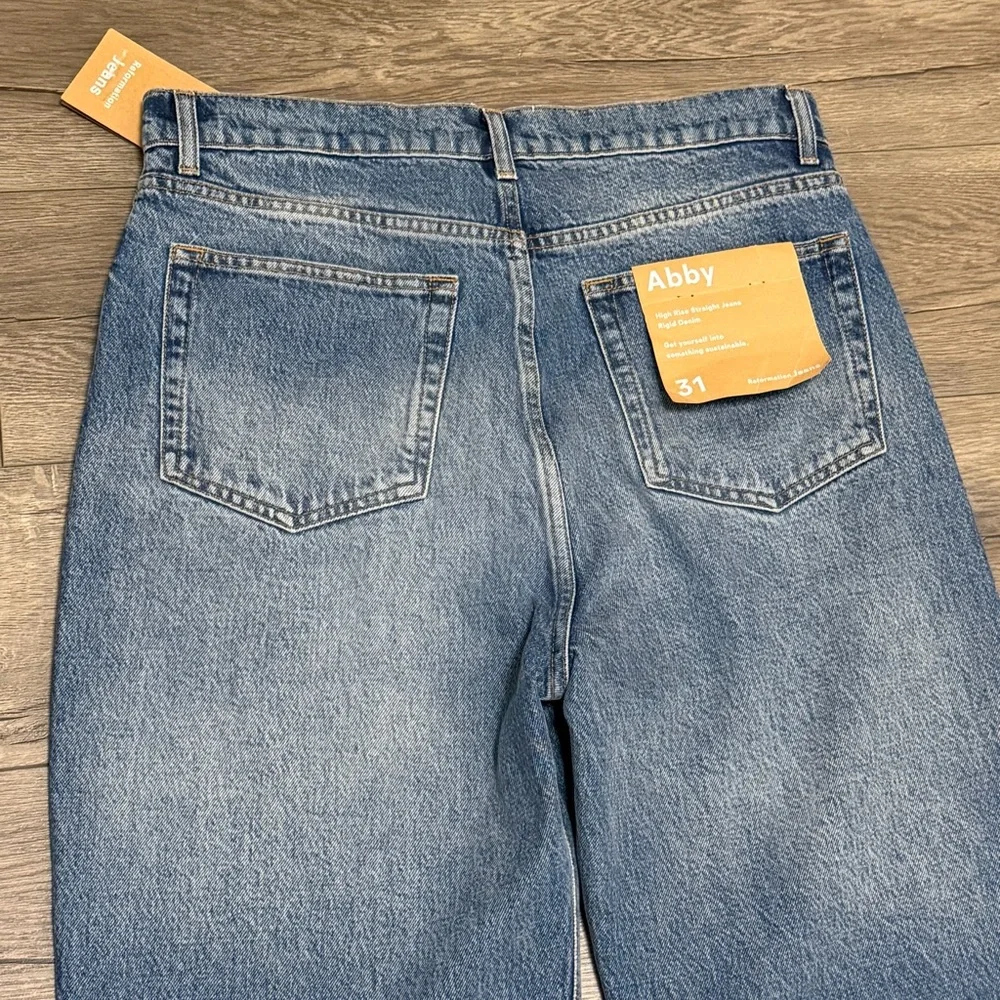 REFORMATION JEANS ABBY HIGH RISE STRAIGHT RIGID DENIM BLUE GALWAY Sz 31 NWT - Picture 12 of 12